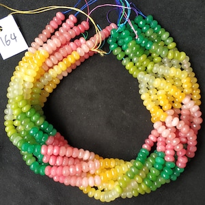 Not Necklace,#164 41cm(16.14 inches)/strand 5x8mm colored jade rondelles beads,rainbow,multi colors,mixed green,yellow,pink