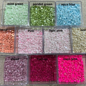 200pcs/lot Large Tila Beads,Glass 5x5mm Square Beads with 2 holes-Green Blue Neon Pink ivory