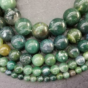 Natural Green Moss Agate round beads,4mm,6mm,8mm,10mm,12mm,Green stone Round ball beads