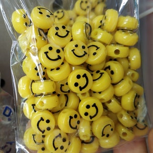 200pcs of 6x10mm Acrylic Yellow smiley face Beads,white smiley face beads,