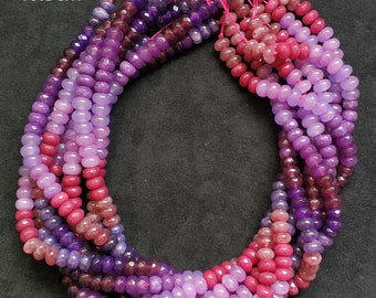 Pas de collier, #88 40,5 cm (15,94 pouces)/brin 5x8 mm perles rondelles de jade colorées, arc-en-ciel, multicolores, violet mélangé, violet vin, violet foncé