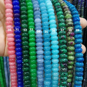 70pcs/str- 5x8mm Colored Jade stone Rondelle Beads- Pink rondelles,blue rondelles,green rondelle beads,