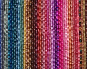 Smooth rondelles 5x8mm Colored Jade stone Rondelle Beads- burgundy,brown,fandango,honey yellow,teal,red,jean blue,dusty rose,orange,pink