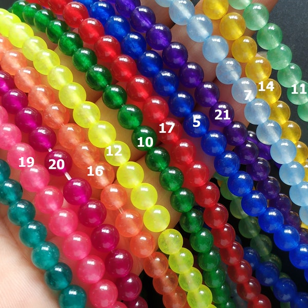 High Quality- Neon Candy Jade round beads,4mm,6mm,8mm,10mm12mm - royal,teal blue,fuchsia,hot pink,red,yellow,purple,green - bracelet beads