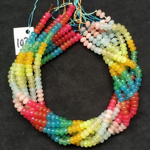 Not Necklace,#103 40cm(15.75 inches)/strand 5x8mm colored jade rondelles beads ,rainbow,multi colors,mixed ocean blue,pink,neon,green,yellow