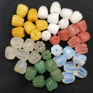 10pcs/lot- 10mm pumpkin Flower beads- green aventurine,yellow jade,opalite,white stone,white agate,cherry quartz,sodalite,