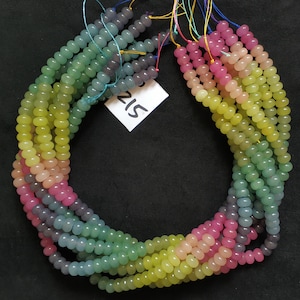 Not Necklace,#215 41.5cm(16.34 inches)/strand 5x8mm colored jade rondelles beads,rainbow,multi colors,mixed gray,yellow green,blue,lime