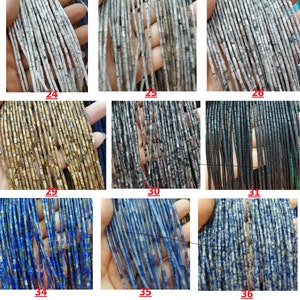 80pcs/str- 56 stones- SMALL 2x4mm tube Beads,red jasper,turquoise,green jade,blue stone,sodalite,rose quartz,blue sand,pink tube,white gray