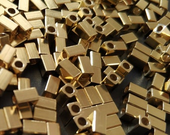 100pcs of 3x3x7mm Raw Brass Tube beads,2mm hole brass square tube beads,brass cylinder beads,2020 trend