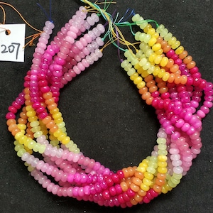 Not Necklace,#207 40.5cm(15.94 inches)/strand 5x8mm colored jade rondelles beads,rainbow,multi colors,mixed fuchsia,yellow,orange,pink,lime