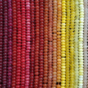 NUEVO 20250329, 5 x 8 mm Rondelles lisos, cuentas Rondelle de piedra de jade de colores: rosa, verde, rojo, morado, azul, naranja, amarillo, negro, blanco, marrón