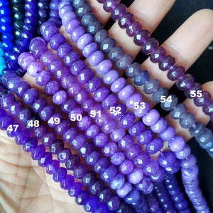 70pcs/str- 5x8mm Colored Jade Rondelle Beads,faceted stone rondelles- blue,navy,purple