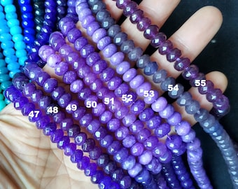 70pcs/str- 5x8mm Colored Jade Rondelle Beads,faceted stone rondelles- blue,navy,purple