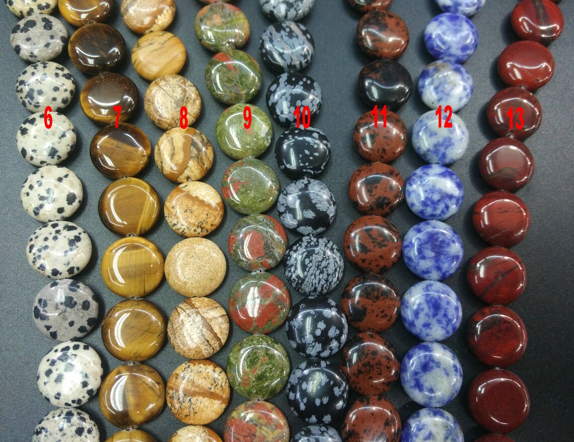 Stone Round Coin Beads16mm Round Disc Beads Sodaliteblue Etsy