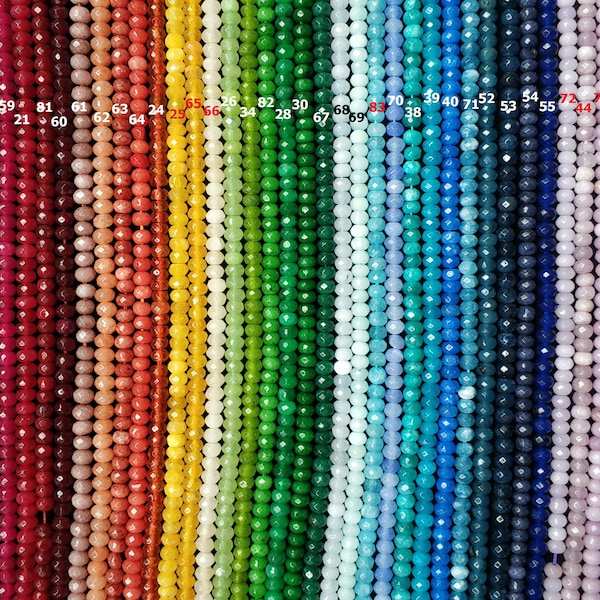 Faceted 4x6mm Colored Jade Rondelle Beads,faceted rondelles -red, gray,Pink,blue,green,orange,purple,peachy,violet,yellow,navy