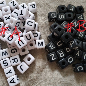 200pcs of 10x10x10mm black White Acrylic letter Beads,cube beads,black Acrylic Symbol Beads- 3mm hole