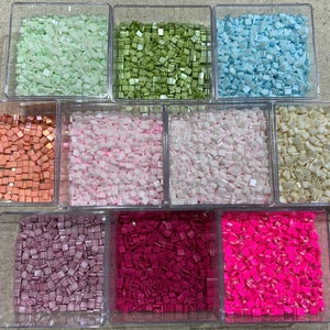 200pcs/lot Large Tila Beads,Glass 5x5mm Square Beads with 2 holes-Green Blue Neon Pink ivory