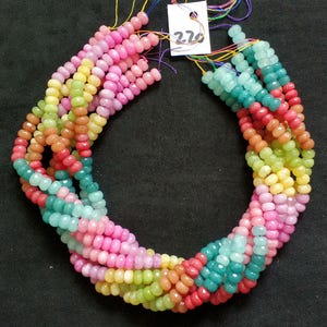 Not Necklace,#220 42cm(16.34 inches)/strand 5x8mm colored jade rondelles beads,rainbow,multi colors,mixed pink,aqua,teal,peachy,yellow,green