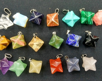 10pcs/lot- Stone merkaba Pendant 20x13mm -malachite,blue sand,gray agate,rose quartz,green aventurine,opalite,blue turquoise,amethyst,lapis