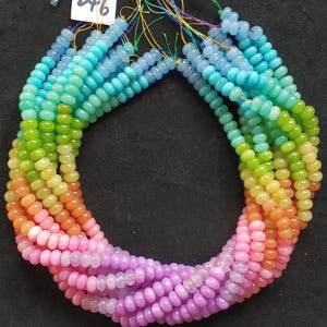 Not Necklace,#246 41cm(16.14 inches)/strand 5x8mm colored jade rondelles beads,rainbow,multi colors,mixed yellow,pink,blue,violet,green