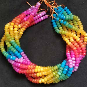 Not Necklace,#159 42cm(16.54inches)/strand 5x8mm colored jade rondelles beads ,rainbow,multi colors,mixed fuchsia pinkl blue yellow green