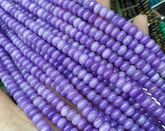 87# Violet Stone 5x8mm smooth rondelles,purple stone rondelles beads