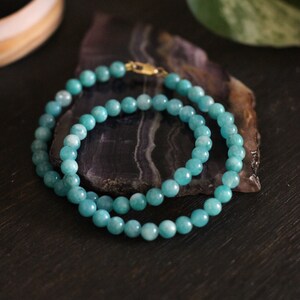 Turquoise Agate Beaded Necklace, Handmade, 6mm Beads