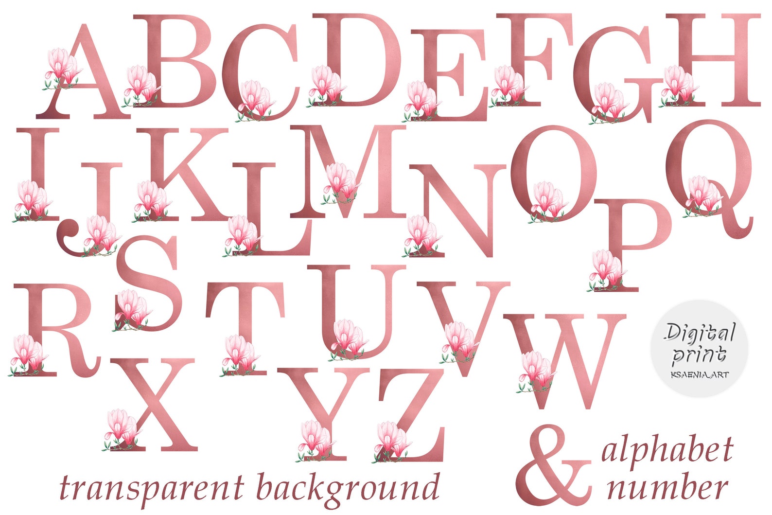 Rose Gold Alphabet Clip Art Collection of Embellished Letters Etsy