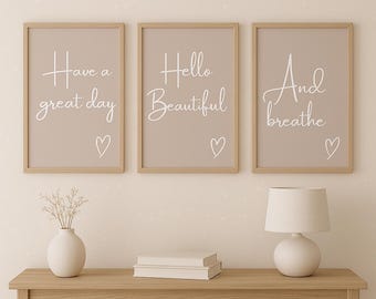 Neutral Typography Print Set of 3: Calming Affirmations (Digital Download)