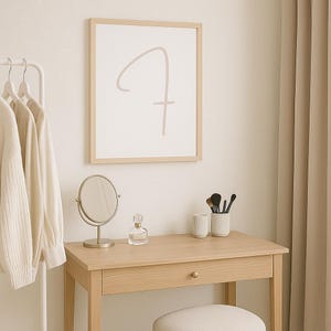 Taupe Letter F Initial Printable | Calm Nursery Wall Art | Kids Alphabet Decor | A4 A3 8x10