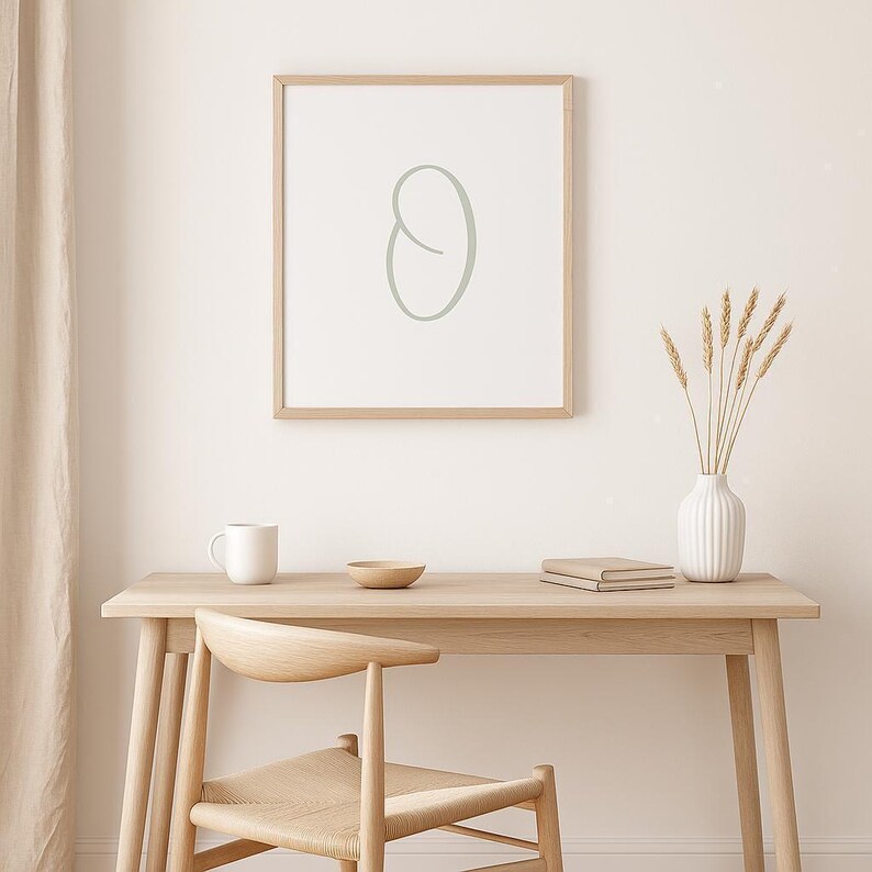 Sage Green Letter O Print: Minimalist Nursery Initial (Digital Download A4 A3 8x10in PDF) image 2