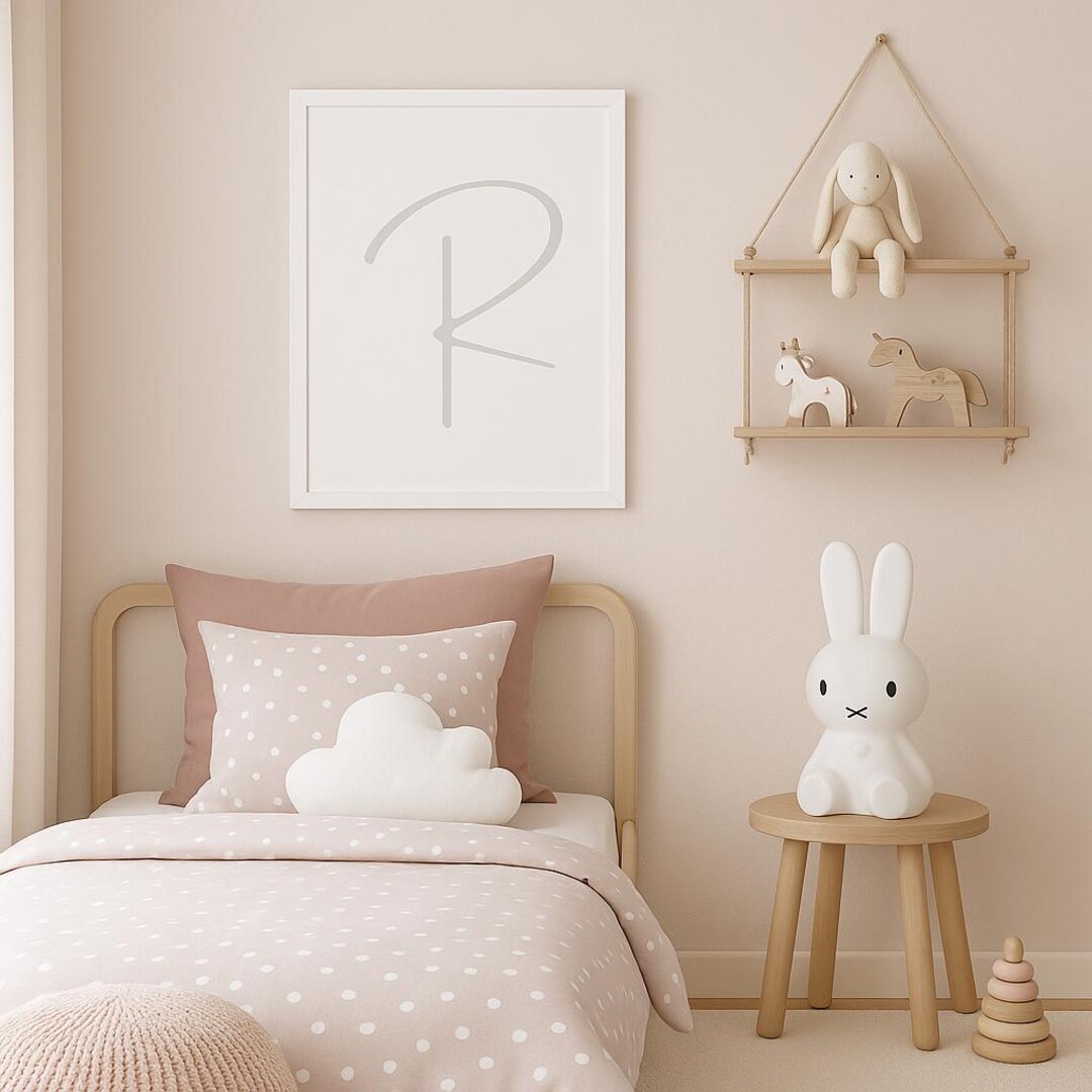 Letter R Printable Wall Art – Neutral Taupe, Sage Green, Navy & Grey ...