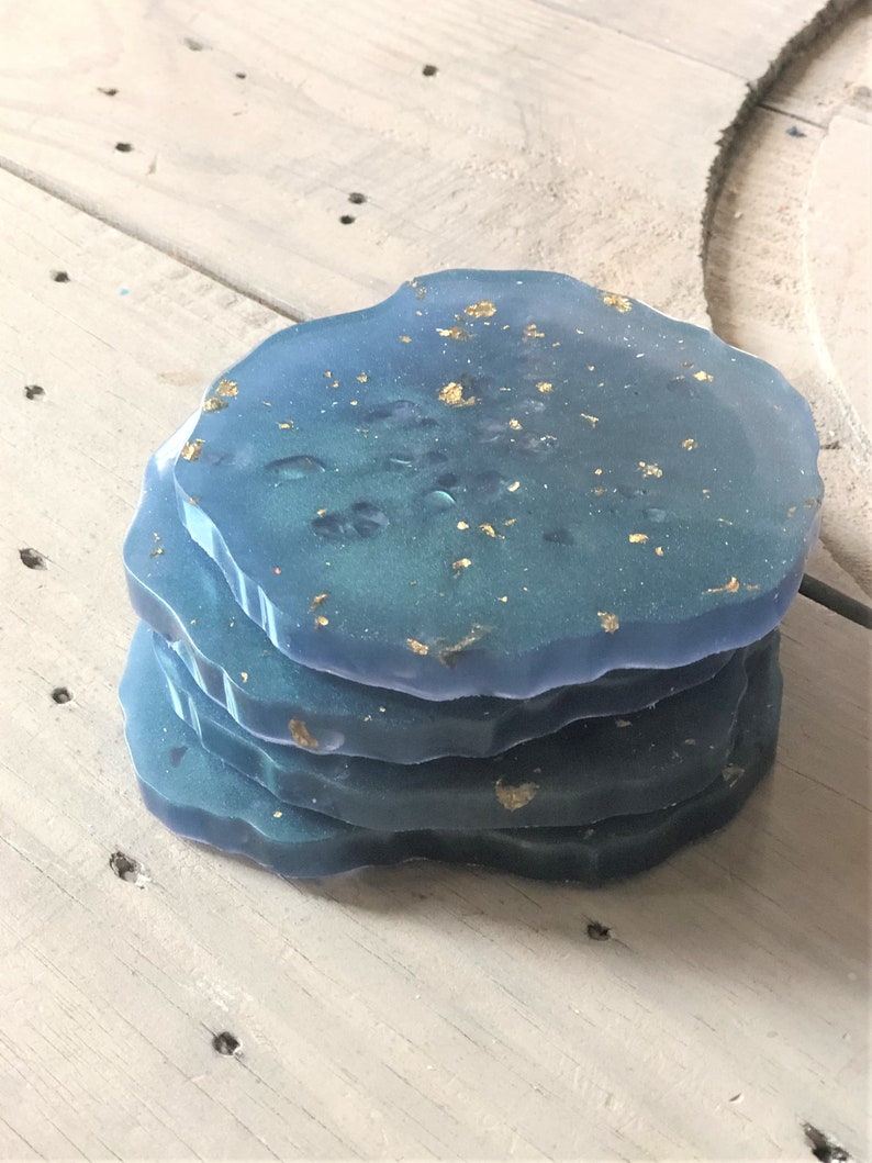 Resin Coaster Set Custom Resin Coasters Coaster Gift Set Etsy