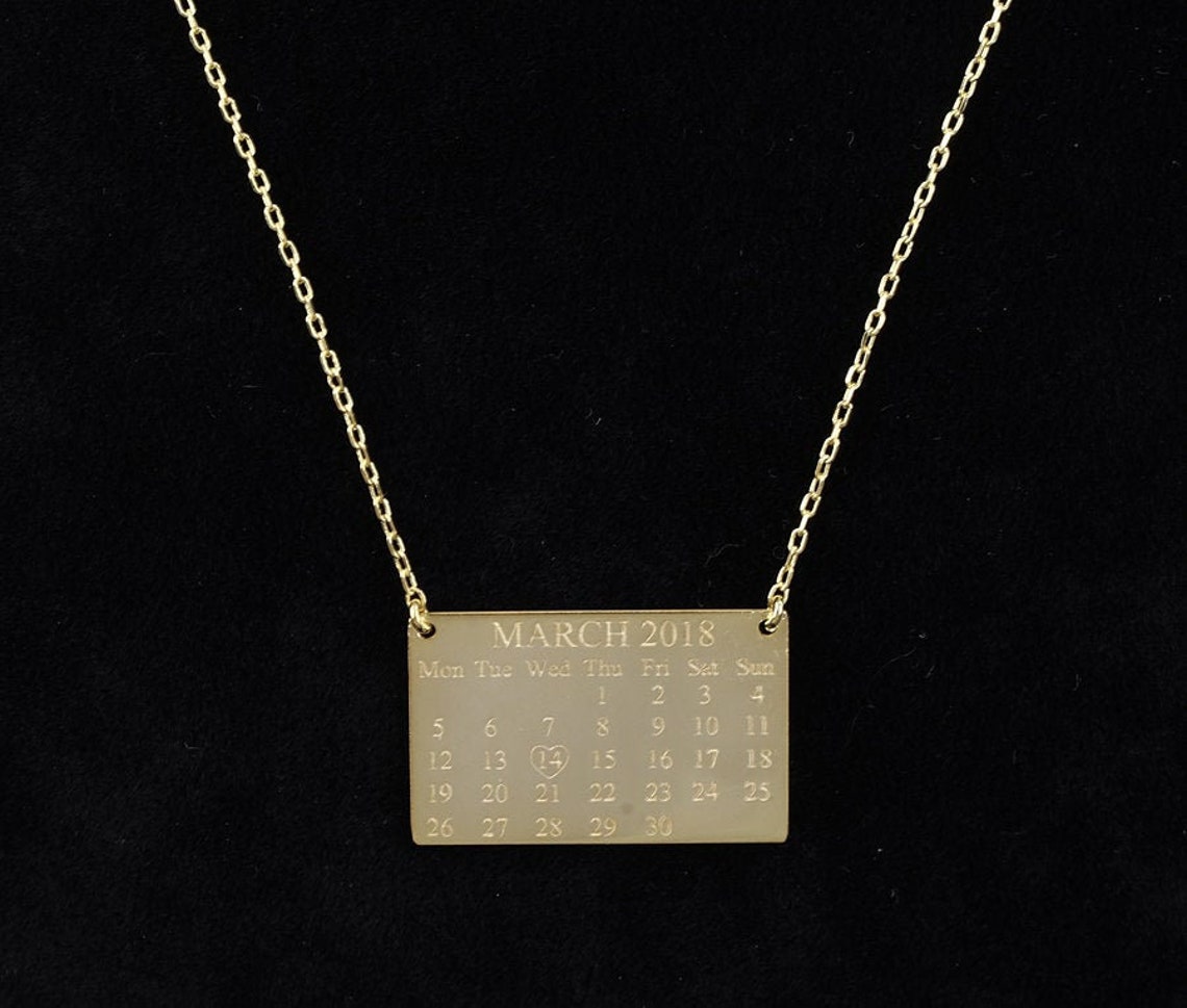 Custom Calendar Necklace / Personalized Special Day Necklace / Etsy