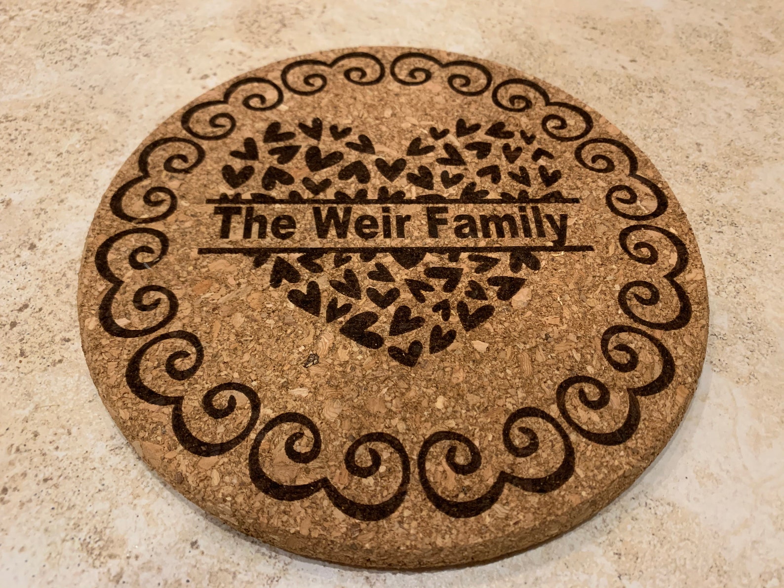 Personalized Coaster 4 Pack/Hot Plate with PreSet Heart Etsy