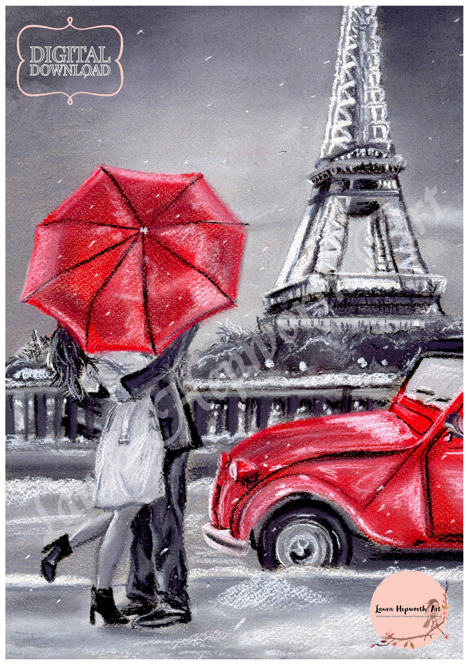 Printable Wall Art Romantic Paris Couple Fine Art Print Art Etsy