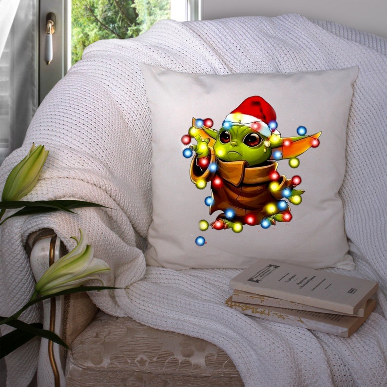 Pillow Covers Baby Yoda Christmas Lights Etsy