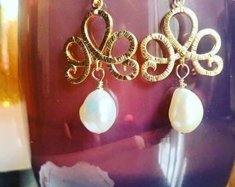 Genuine Freshwater Pearl Drop Earrings