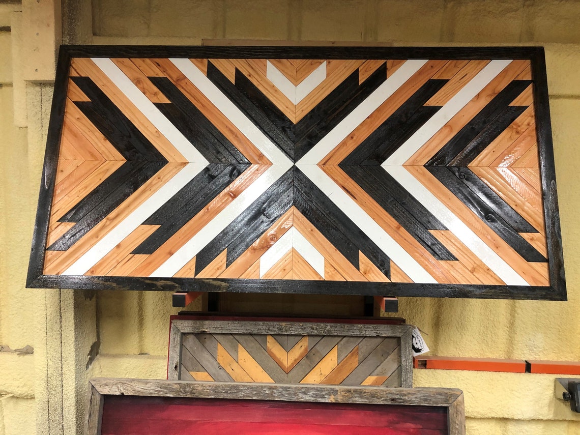 Black & White Wooden Geometric Design Home Decor Wall Art Etsy