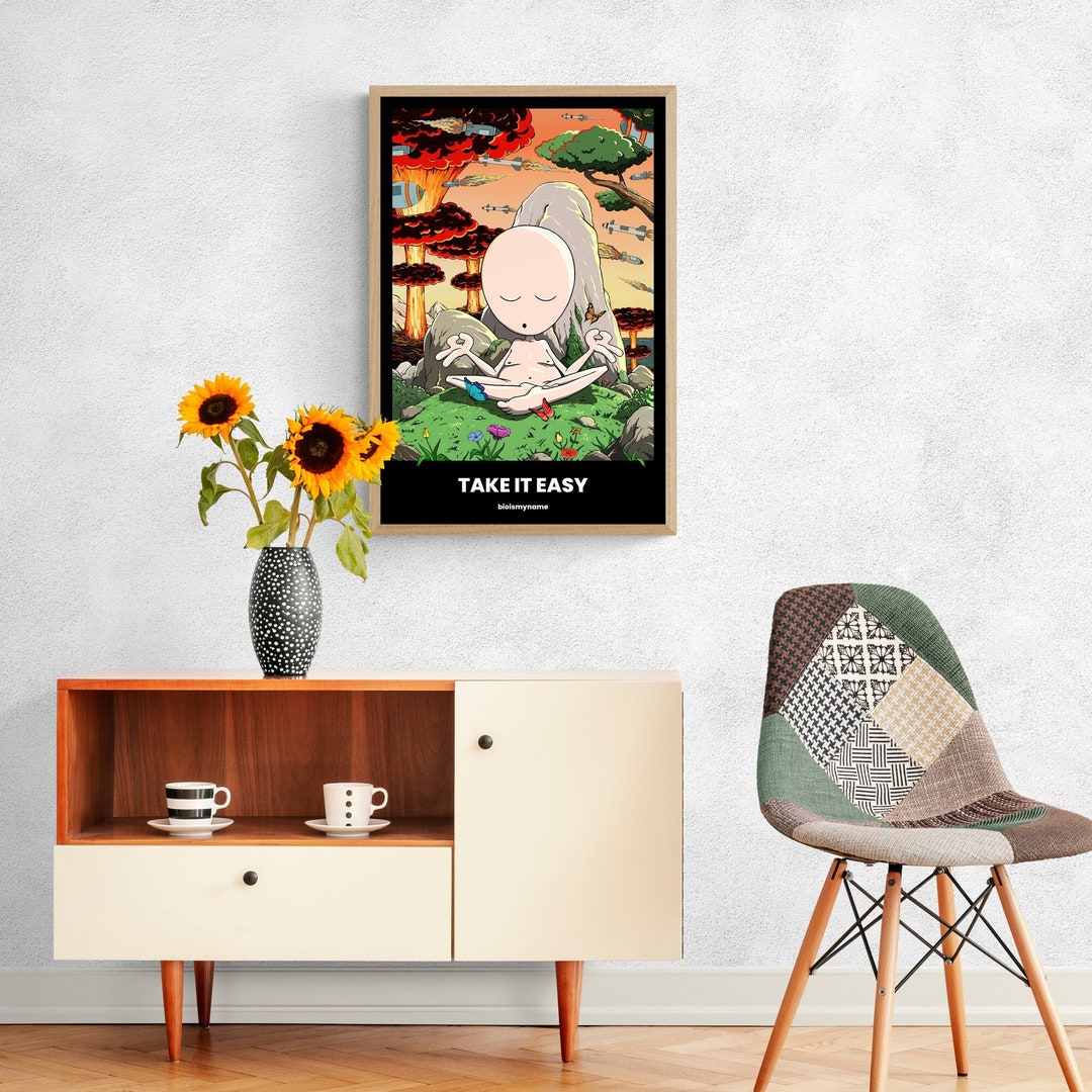 Take It Easy Poster,, Funny Poster for Men, Empowering Gift, Black ...