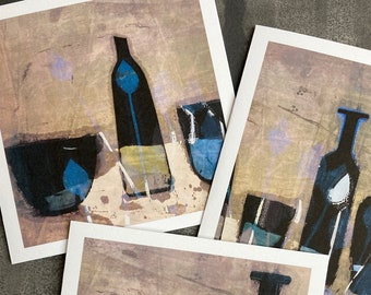 TABLESCAPES large square cards, contemporary still life, ceramics, painterly, artist's card
