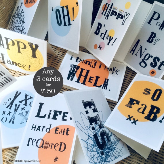 Individual A6 Cards, MIXED MESSAGES Collection: Choose 3 designs