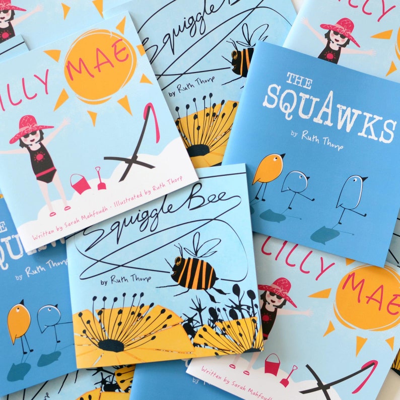 Picture Book Bundle by Ruth Thorp and Sarah Mahfoudh. Squiggle Bee, The Squawks and Lilly Mae illustrated rhyming children's books. image 1