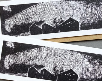 Unexpected Dinosaur Art Card: Collagraph Intaglio Print