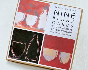 Box of 9 small cards 'WHITE VESSEL' collection, ceramics, contemporay design, blank notelets