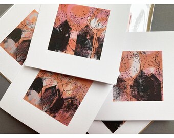 Allotment Sheds Art Card: Contemporary Landscape Print