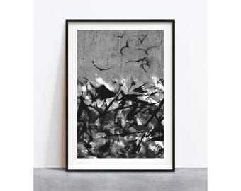 OCEAN BIRDS 3 - A3 signed digital print, waves, wind, sky and birds