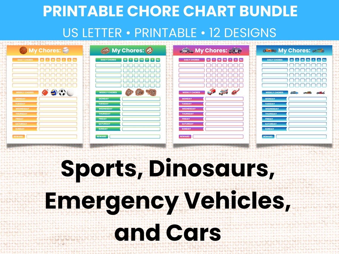 Kids Chore Chart Routine Chart Behavior Chart Weekly Chores Pdf Instant ...