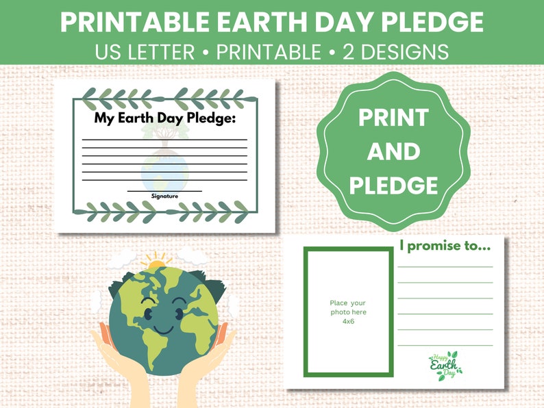 Printable Earth Day Pledge Earth Day Activity Earth Day Promis - Etsy