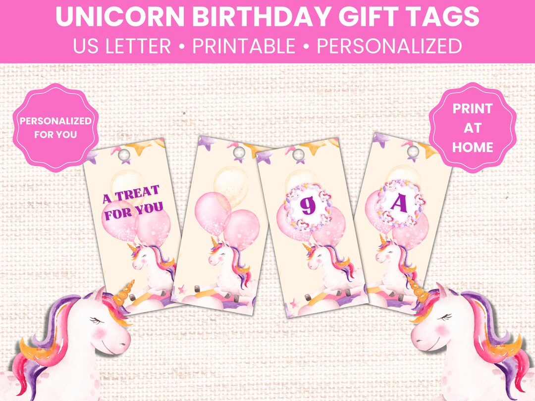Personalized Unicorn Birthday Gift Tags Custom Favor Tags - Etsy